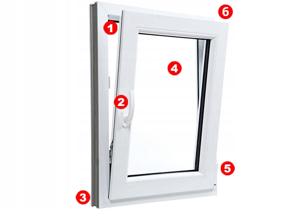 Okno PCV 750mm x 800mm kolor biały Uchylne Kolor biały