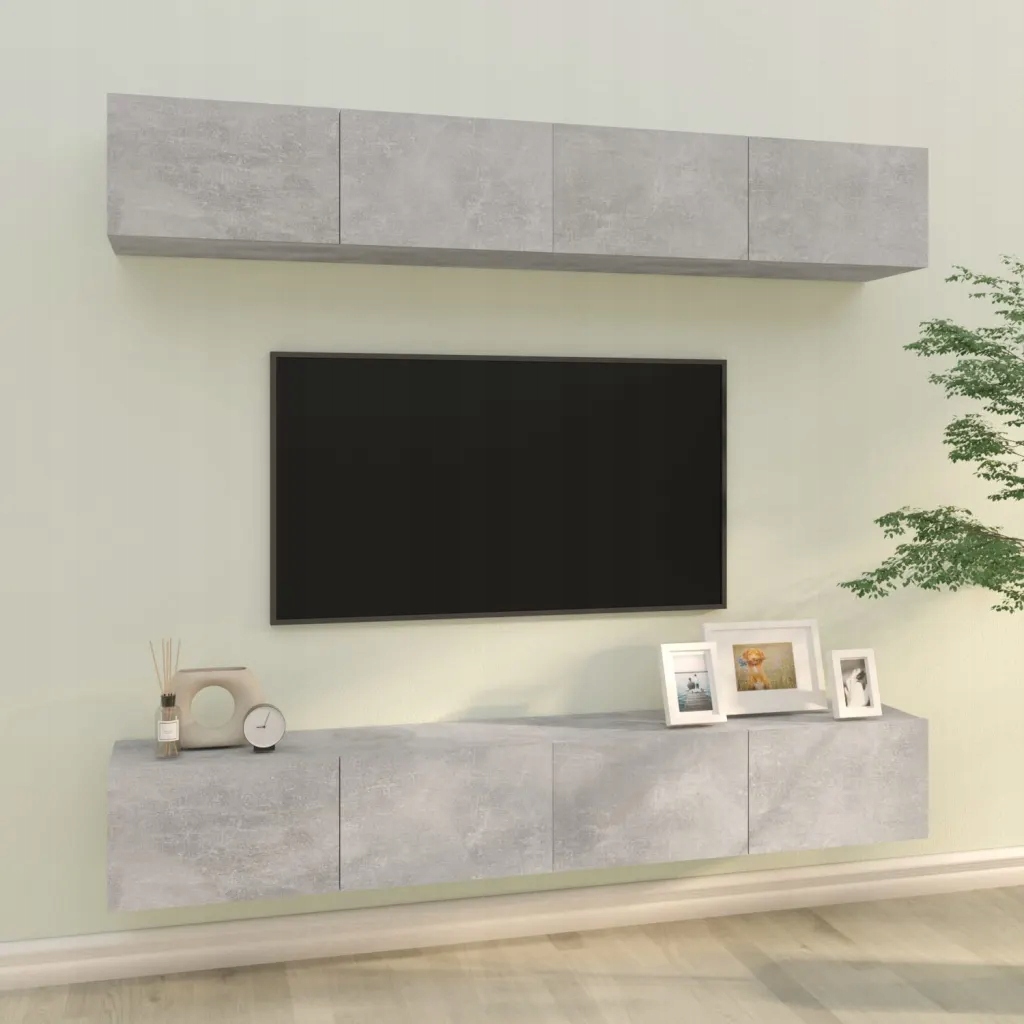 Petrashop Nástěnné Tv skříňky 4 ks betonově šedé 100 x 30 x 30 cm Šedá 311