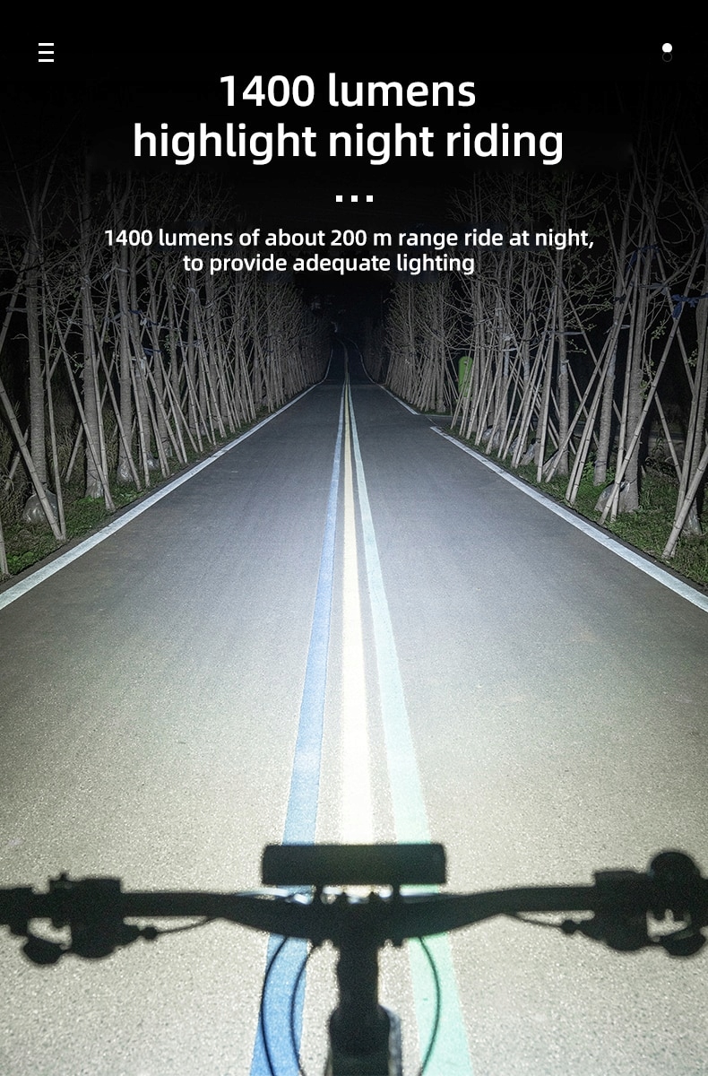 LAMPKA ROWEROWA LED PRZÓD Bardzo Mocna USB-C Kolor dominujący czarny