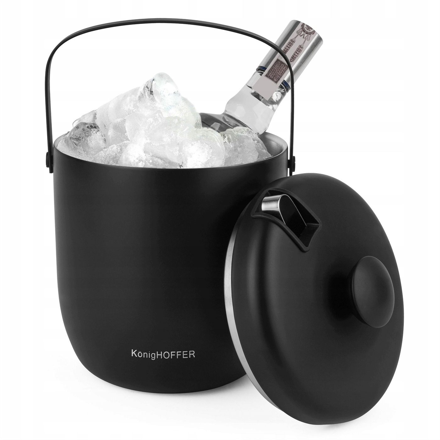 ocelová nádoba s držákem a kbelíkem na led s kleštěmi Konighoffer Ori
