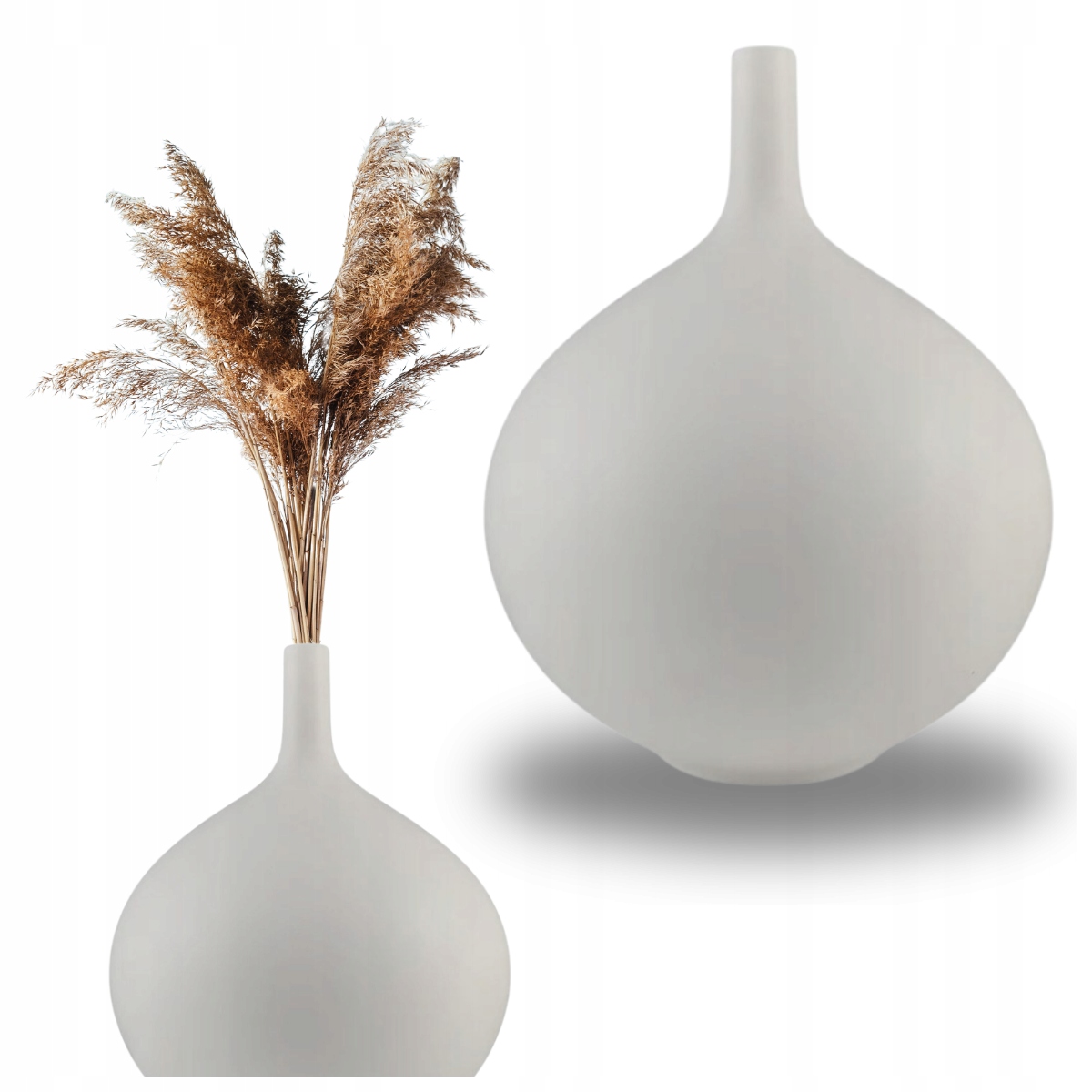 Bílá dekorativní keramická váza Sevilla 24 cm na větvičky Pampové trávy