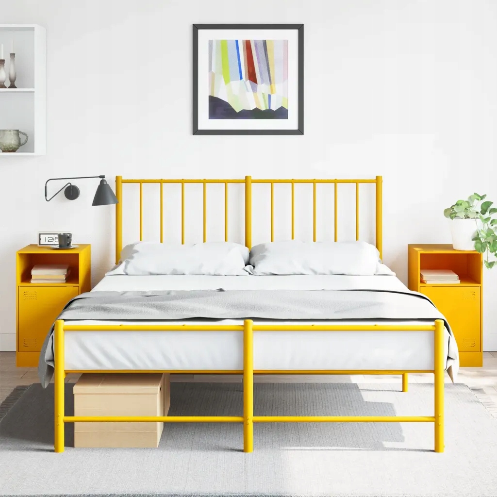Petrashop Noční stolky 2 ks hořčicově žluté 34,5 x 39 x 62 cm ocel Žlutá 8