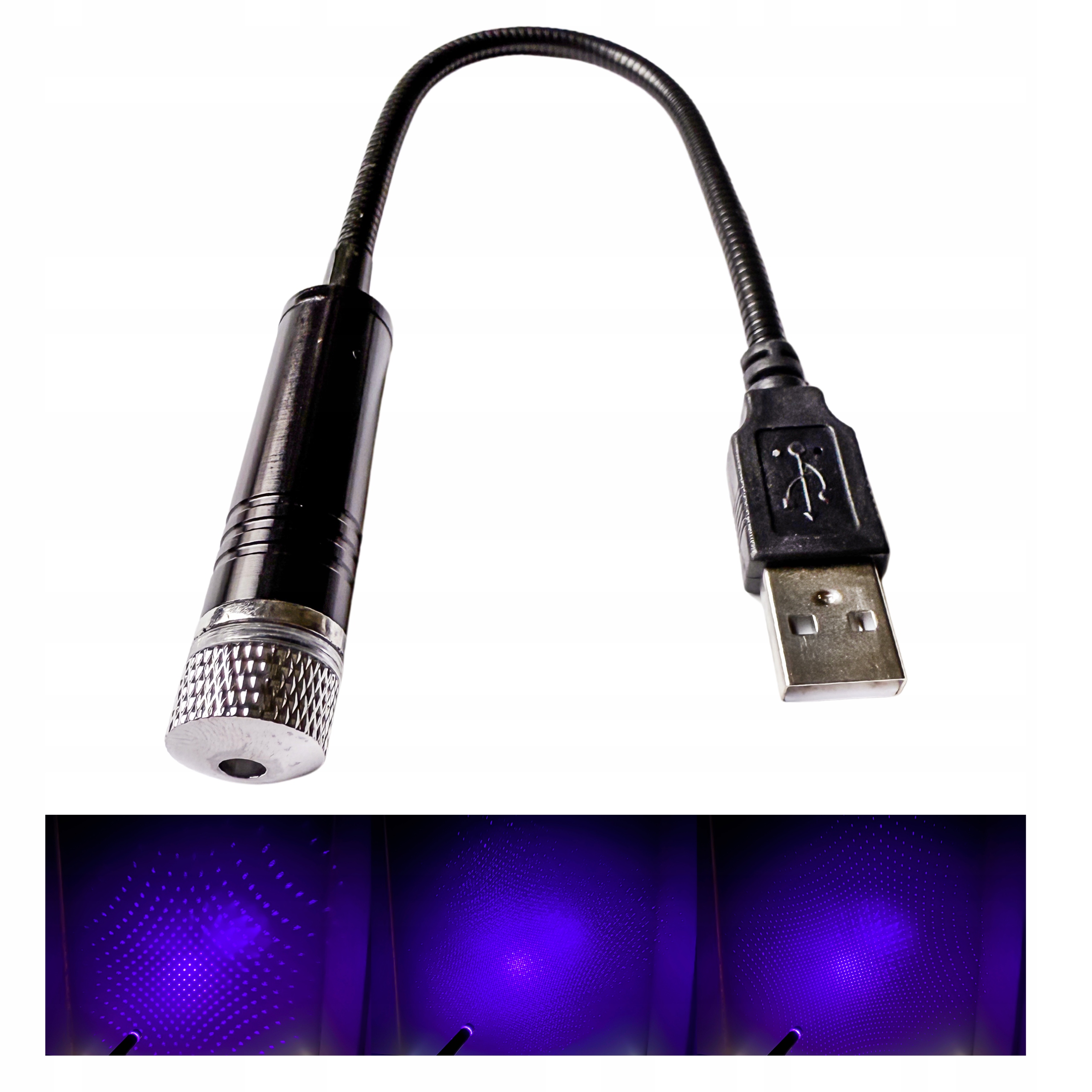 Projektor Gwiazd Usb Led Laser Do Auta Samochodu Fioletowy Efekt Gwiazd