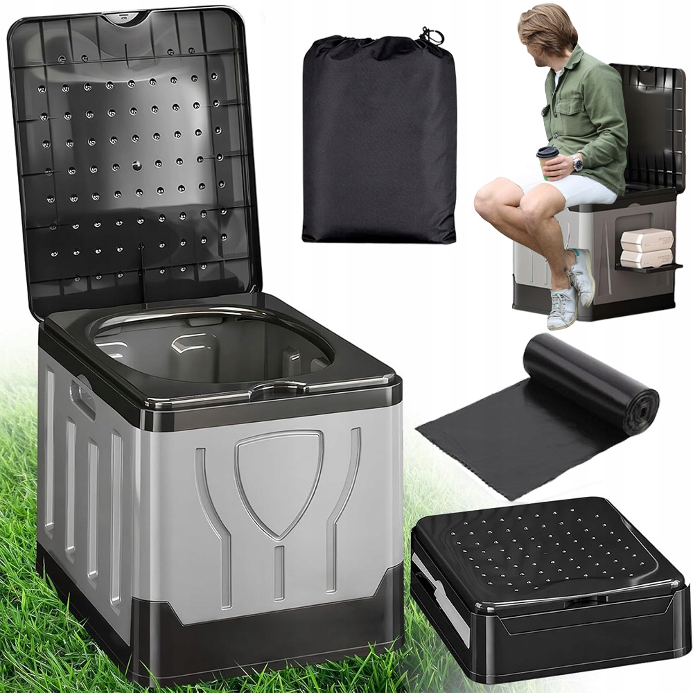 Přenosná Turistická Toaleta Skládací Wc Mobilní Wc Do Stanu, Velká, 30 L