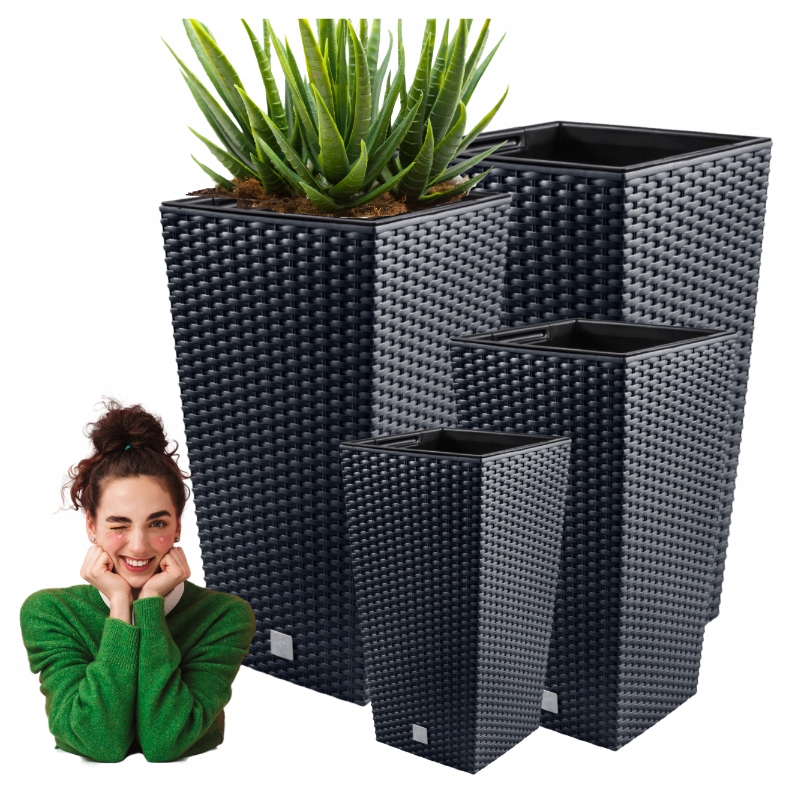 Donice Ogrodowe Plastikowe Z Wkładem Zestaw Donic X4 Balkonowa Doniczka