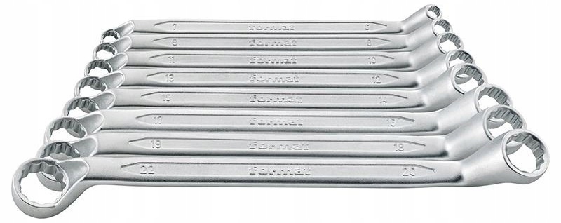 Sada odstavených očkových kľúčov 12ks, ohnuté