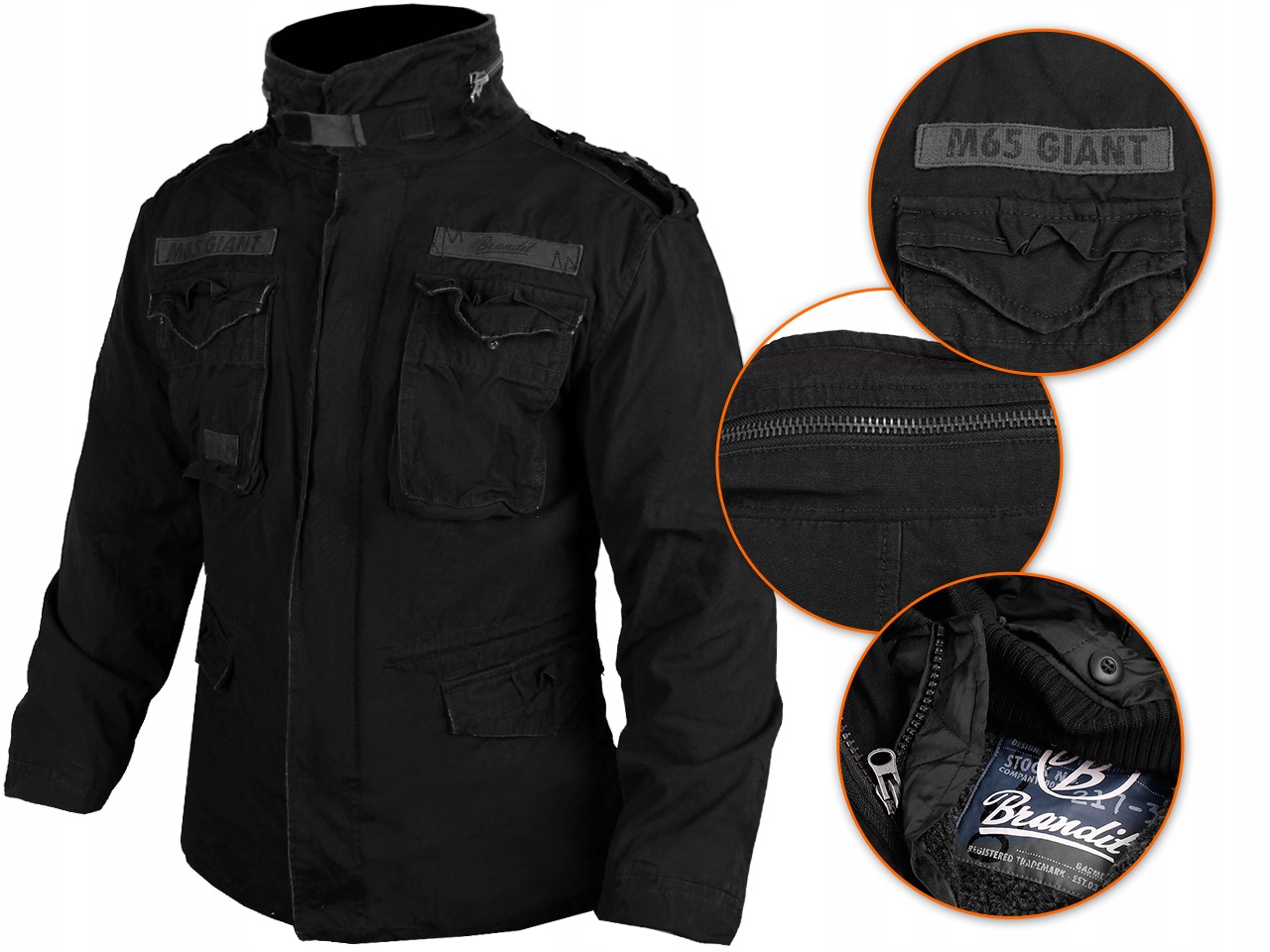 Pánská Vojenská Bunda Brandit M65 Giant Parka 3v1 Černá 7XL