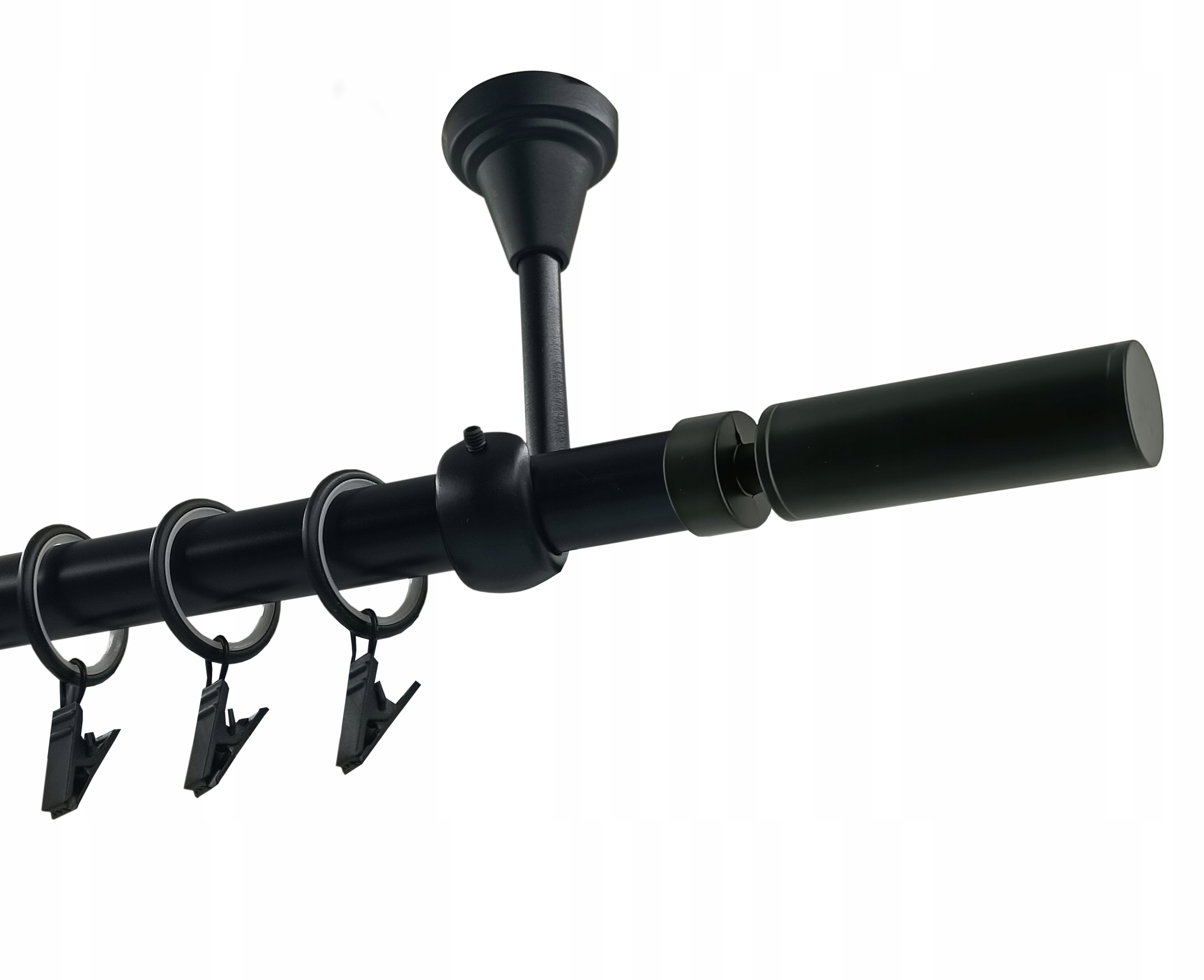 Jednoduchá garnýž Kovový Stropní 19 mm Černý Mat 280 cm Waldo