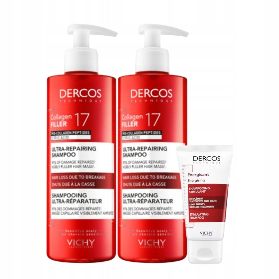 Vichy Dercos Collagen Filler 17 ultra-regenerujacy szampon 400ml 2-PAK