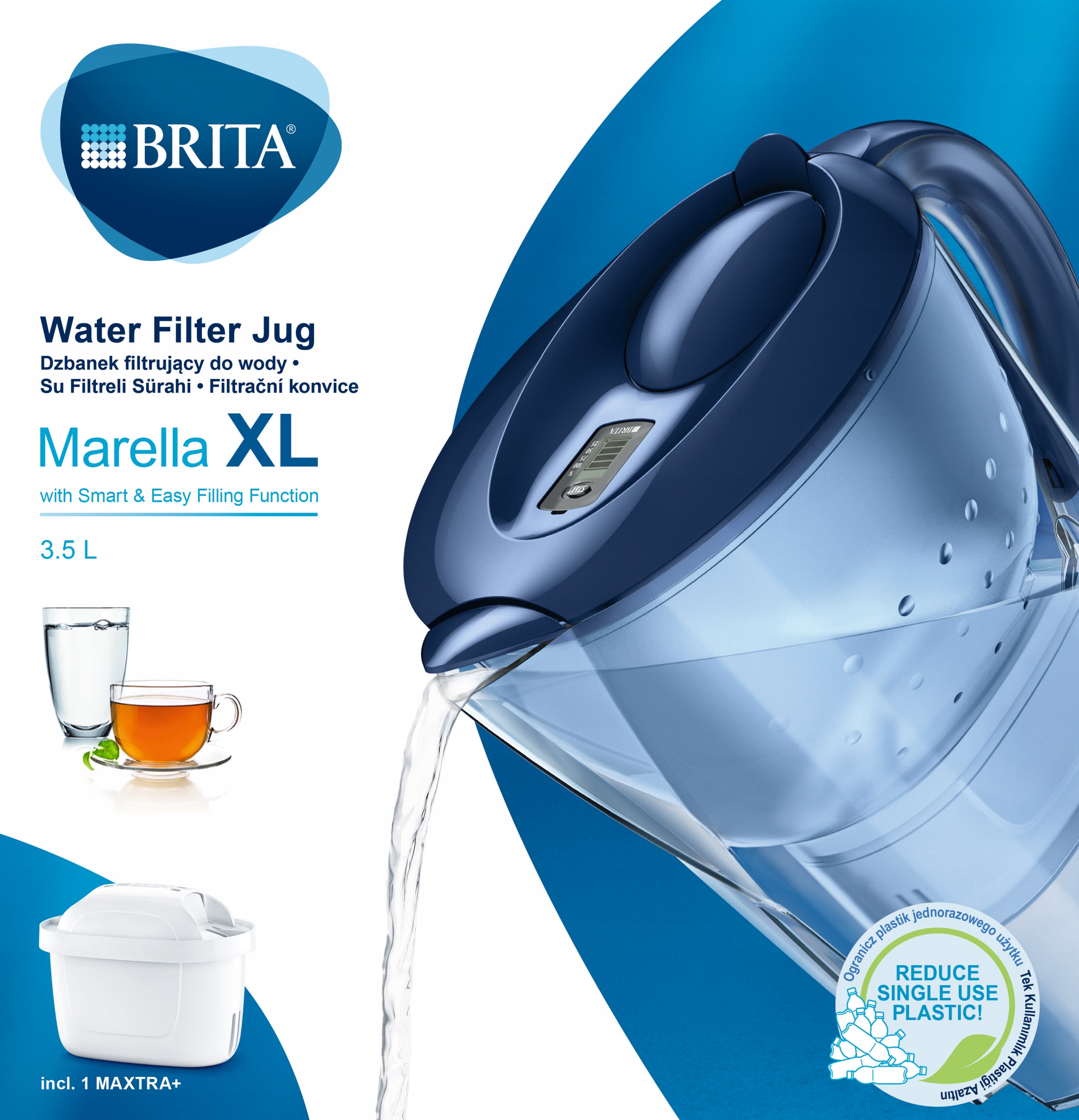 DZBANEK BRITA MARELLA XL + 4 WKLADY FILTRY DO WODY Kolor dominujący biały