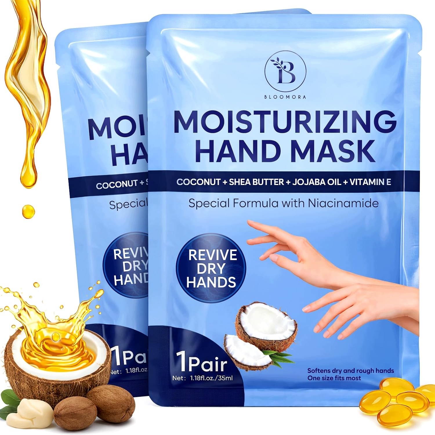 Hydratační Maska Na Ruce 2 Páry Kokosové Bambucké Máslo Jojoba