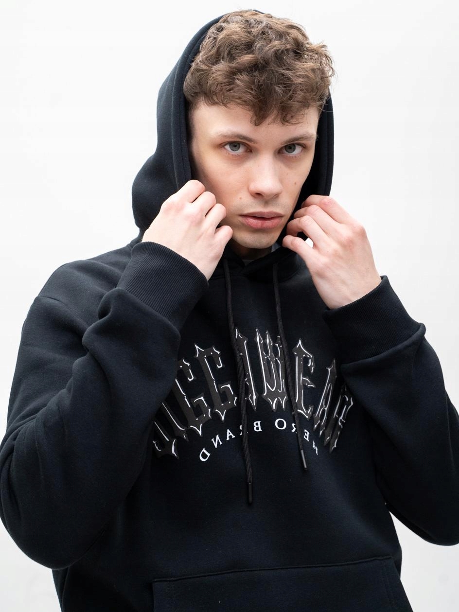 Pánská Mikina Klokanka Pohodlná Bavlněná Černá Jigga Trap Logo XL