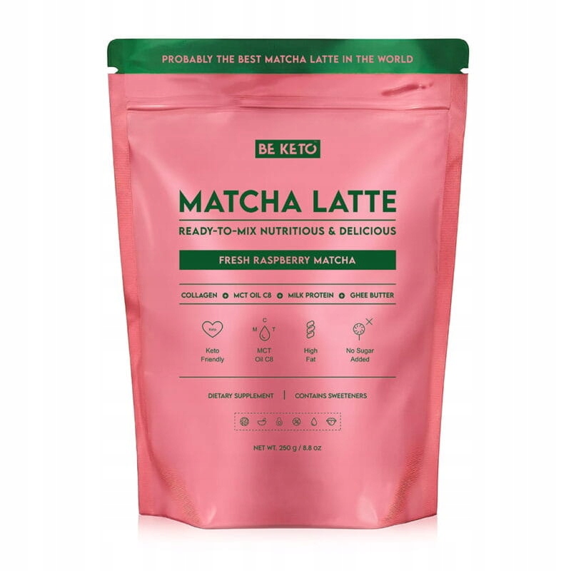 Levně Keto Matcha Latte Čerstvá malina 250 g BeKeto Kolagen Mct
