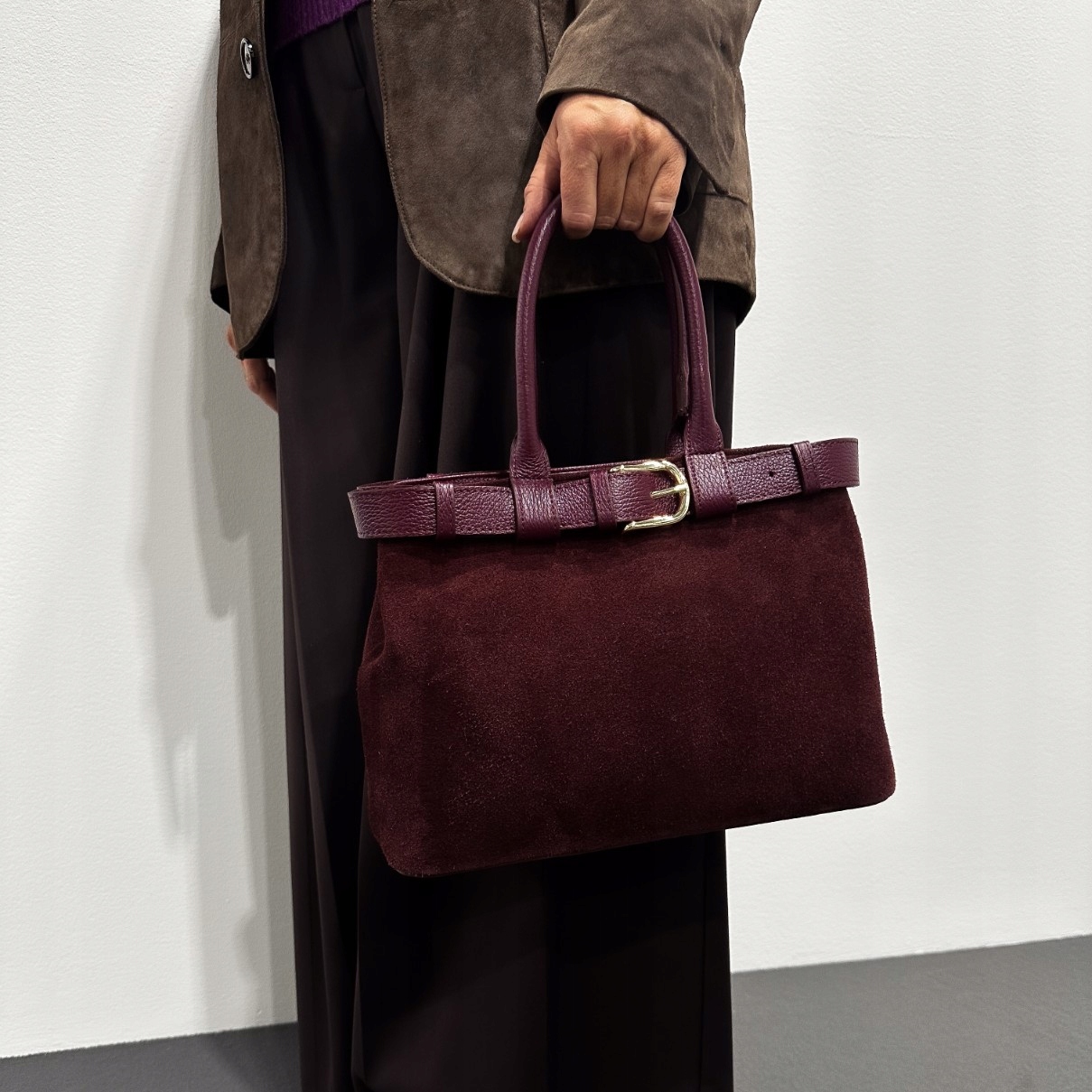 Dámská semišová kabelka Lora-M Bordová