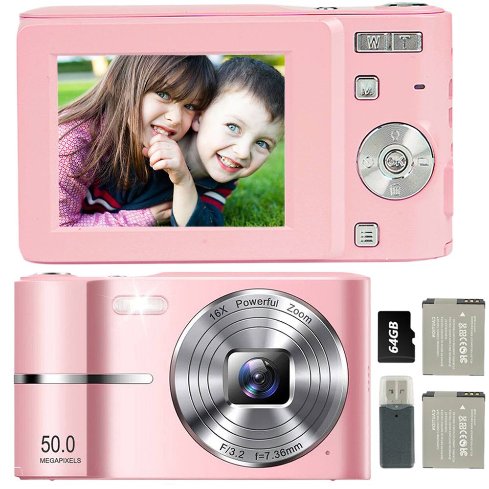 Přenosný Digitální Fotoaparát Černý 50 Mp 16X Zoom Karta 64 Gb
