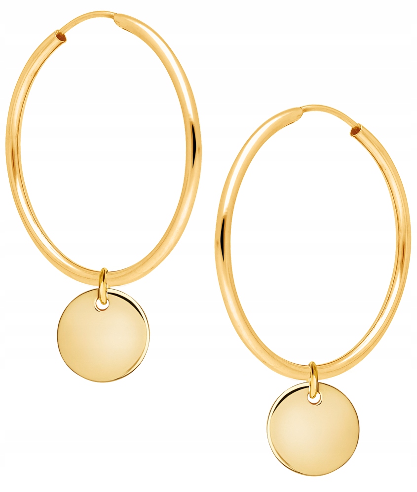 

Piękne Złote Kolczyki Wiszące Kółko 333