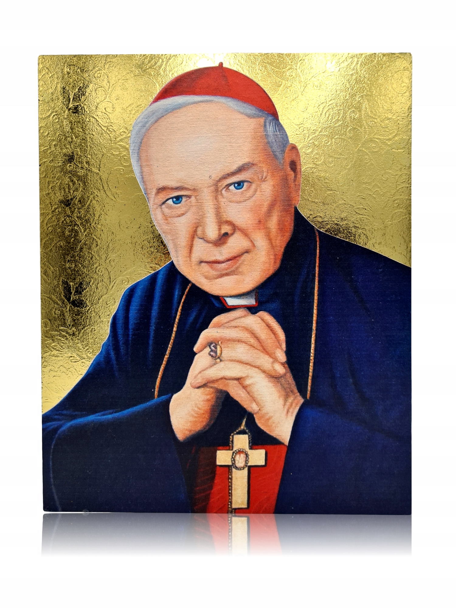 Ikona religijna ręcznie pozłacana Bł. Kardynał Stefan Wyszyński 17x21cm