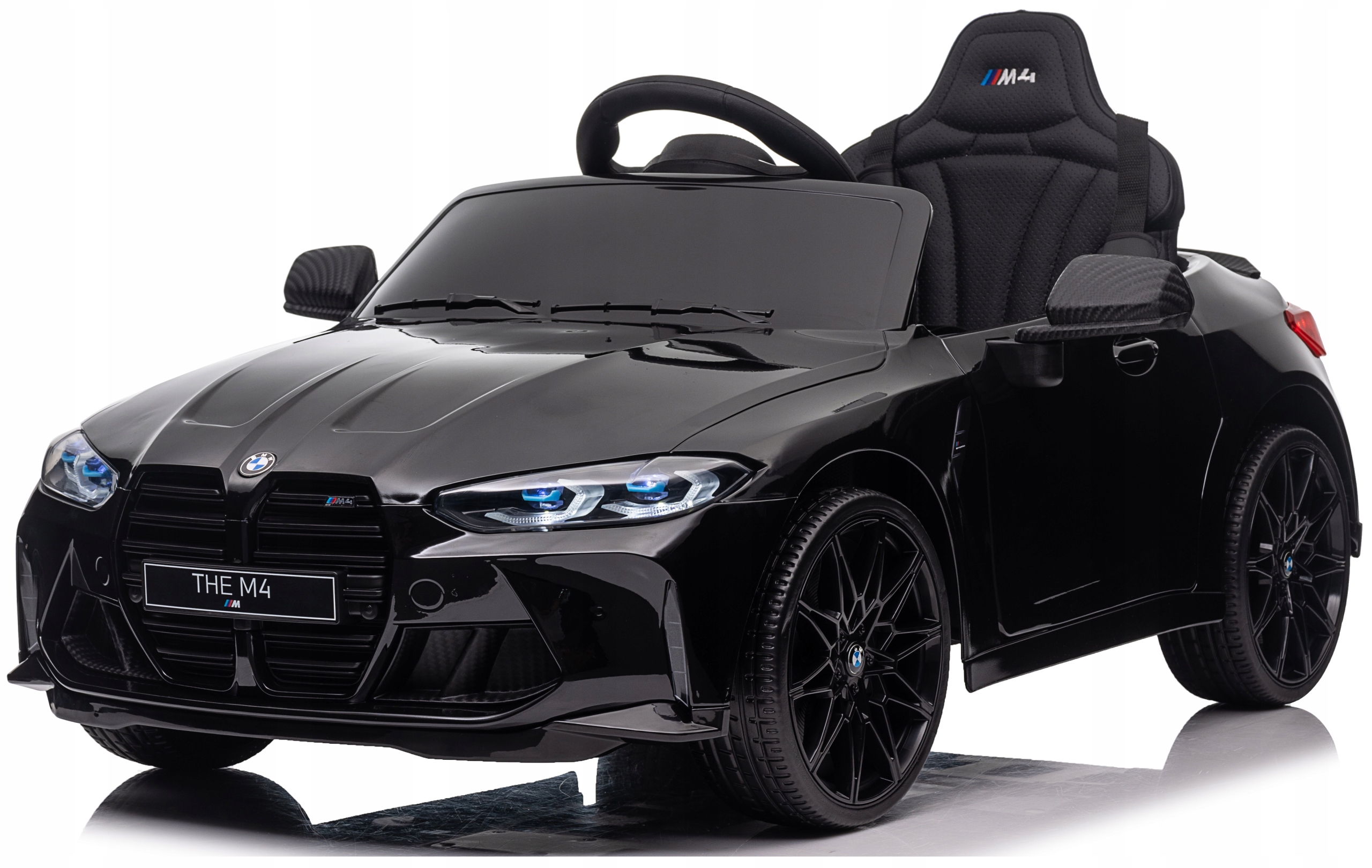 Bmw M4 Auto Samochód Na Akumulator Skóra Miękkie Koła Eva 2x45W Pilot Led