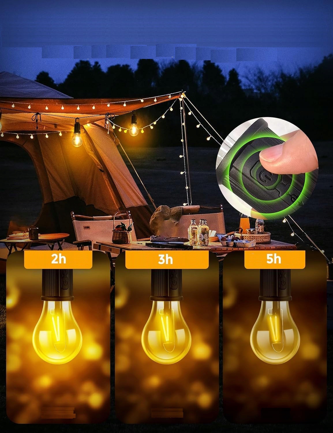 Lampa Turystyczna Żarówka Kempingowa LED Ściemniana + Kabel Na Wycieczkę Liczba trybów 3