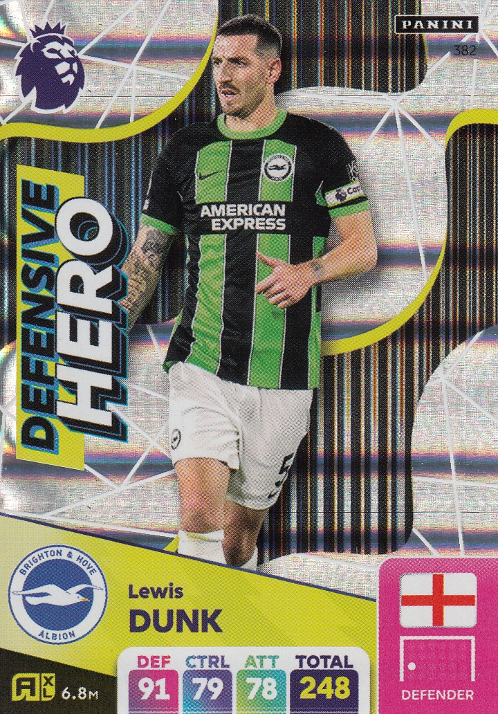 Panini Premier League 2025 Adrenalyn XL karta Defensive Hero Dunk 382