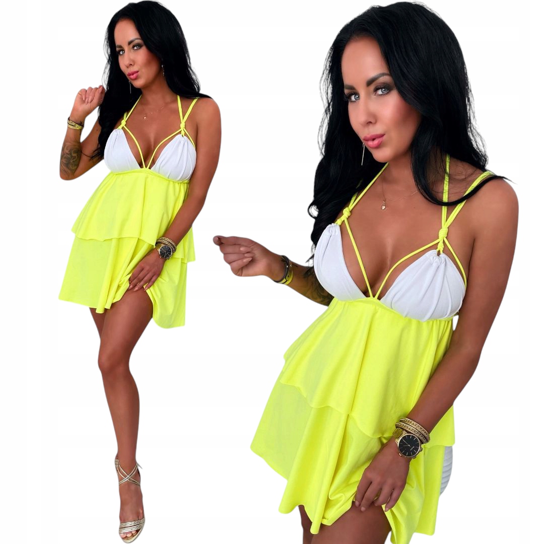 LipMar Letní Šaty na ramínka Španělka s volánky S/m