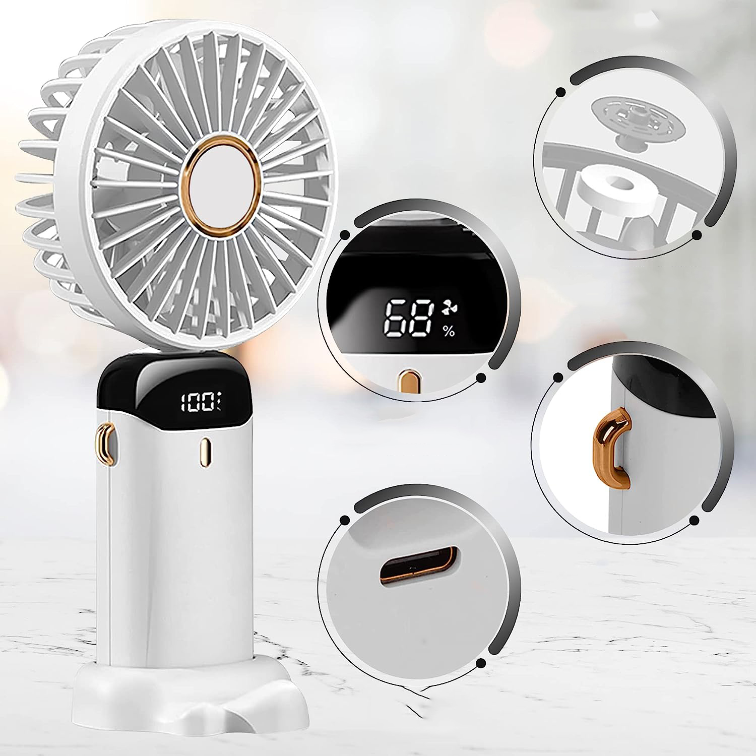 PRZENOŚNY WENTYLATOR RĘCZNY, MAŁY WENTYLATOR STOŁOWY NA ZEWNĄTRZ, WEWNĄTRZ Sterowanie elektroniczne