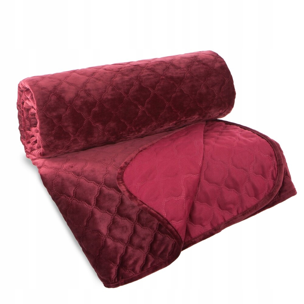 Přehoz Na Postel Prošívaný Velký 220x240 Velvet Bordó Eurofirany Dvoustranný