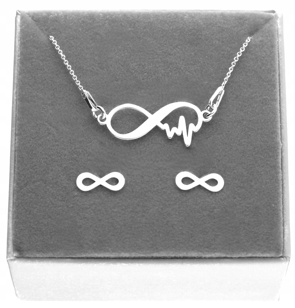 Stříbrný Komplet nekonečno srdce Gravírování