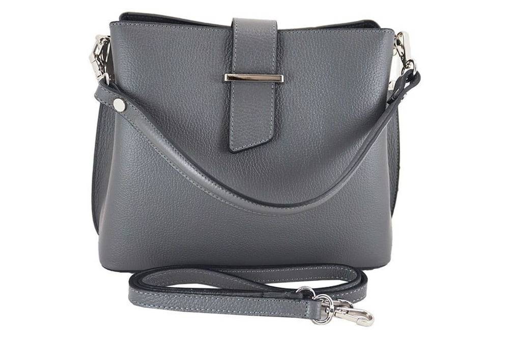 Skórzany kuferek damski shopper bag ciemnoszary - Barberini's 752-28 Marka Barberinis