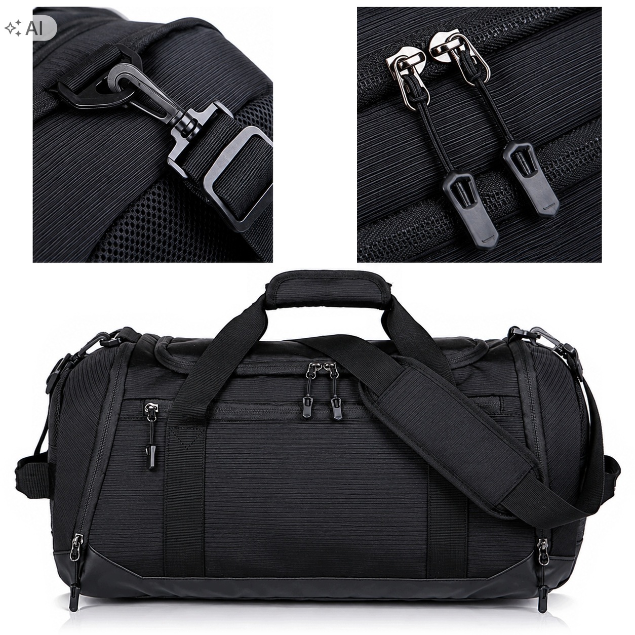 Torba Sportowa Podróżna Treningowa Na Siłownię Bagaż Podręczny 47 CM Czarna