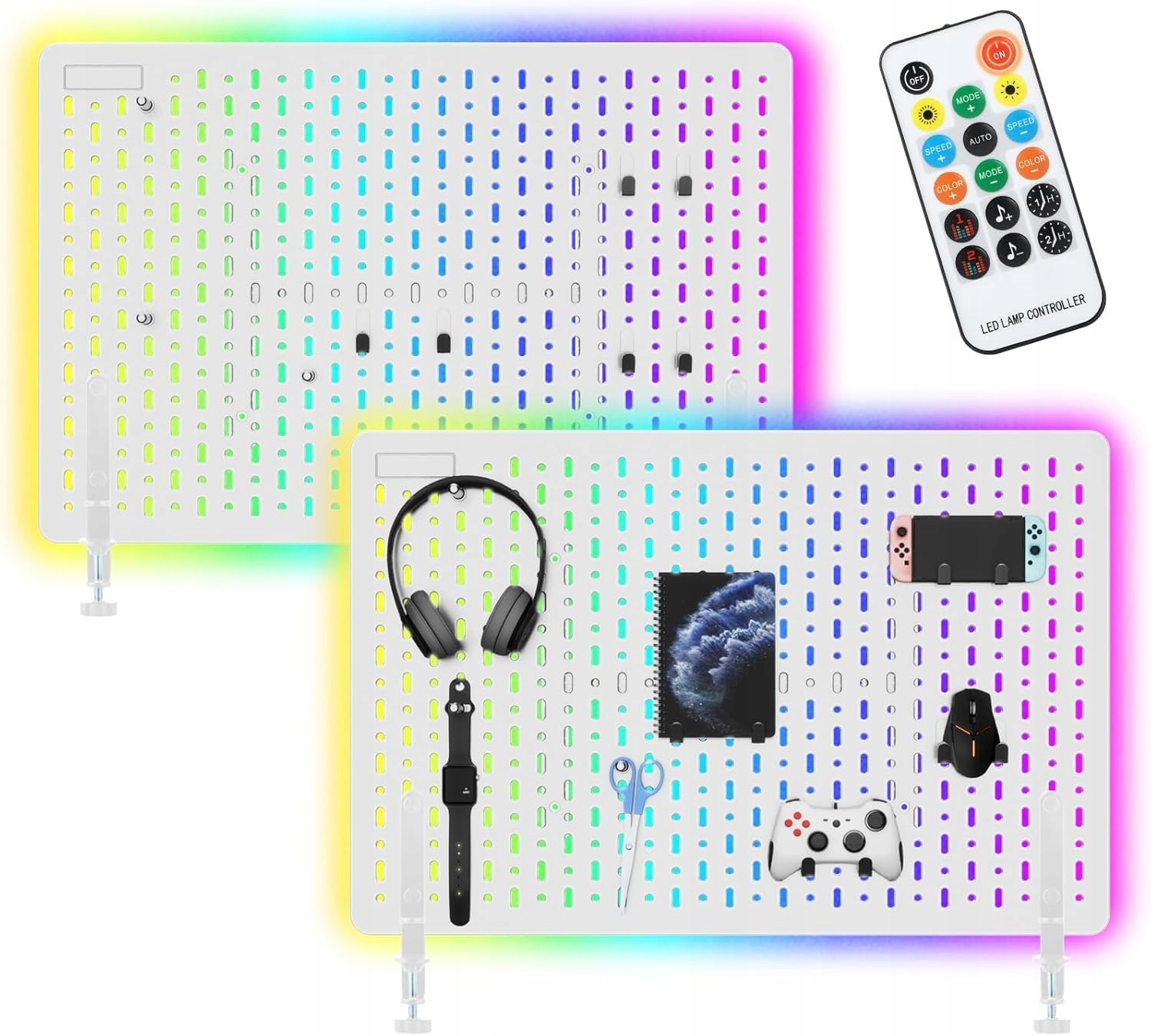 Perforovaná Tabuľa Pegboard S Rgb Led Podsvietením Organizér Na Stenu
