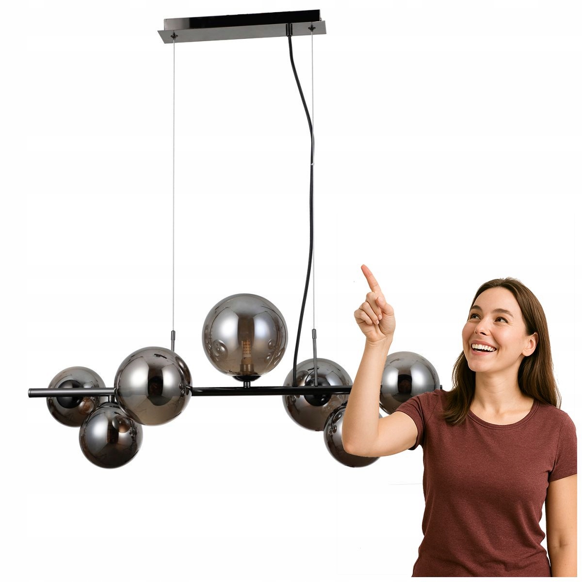 Závesná lampa Canello 7xG9 čierna chrómová Italux