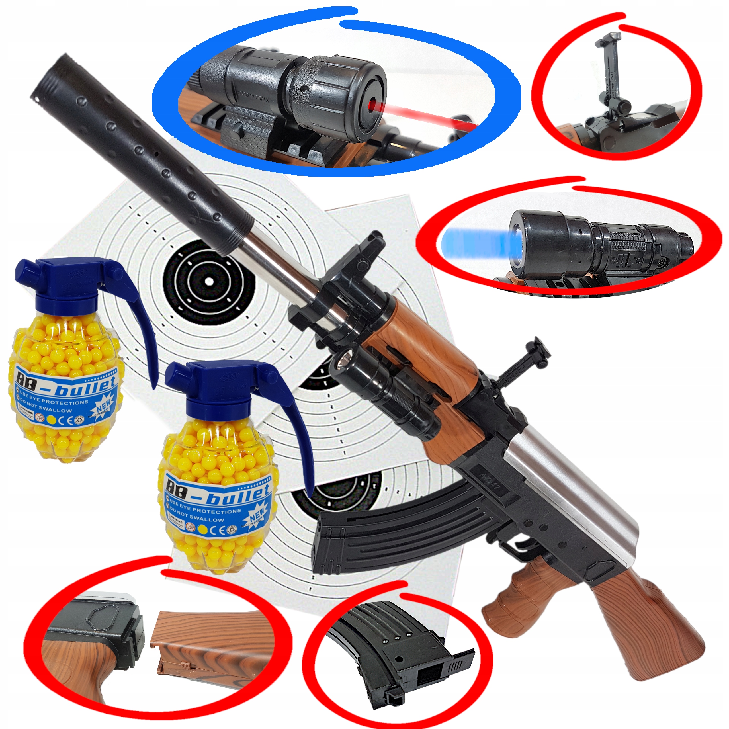 

Karabin AK-47 Kałasznikow Asg Na KULKI+2 Granaty