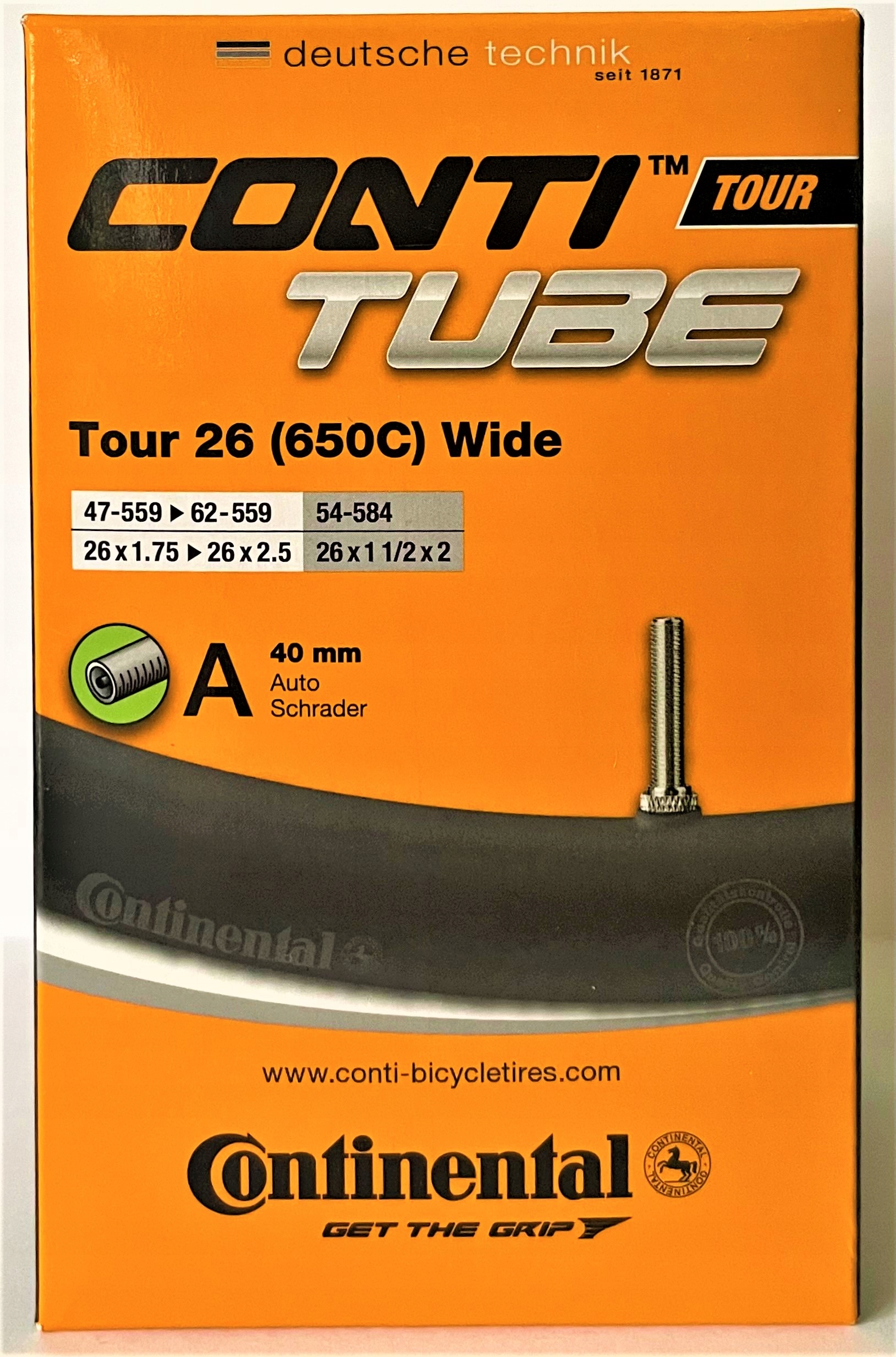 

Dętka Continental Tour 26x1.75/2.5 Auto Wide 40.