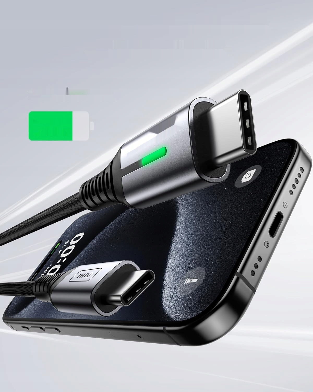Kabel INIU USB - USB typ C 2 m czarny - zdjęcie 2