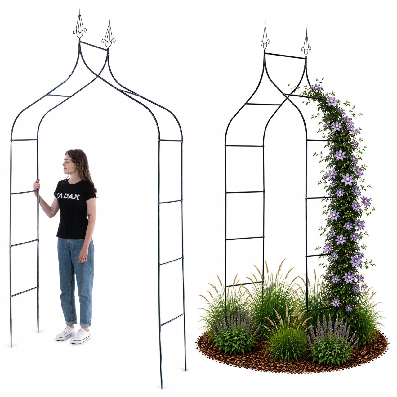 Zahradní Pergola Kovová 255cm Oblouk Květiny Podpora Pro Růže Rostlin Popínavé Rostliny