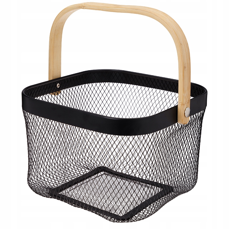 

Koszyk ozdobny z uchem kosz na owoce czarny drewno