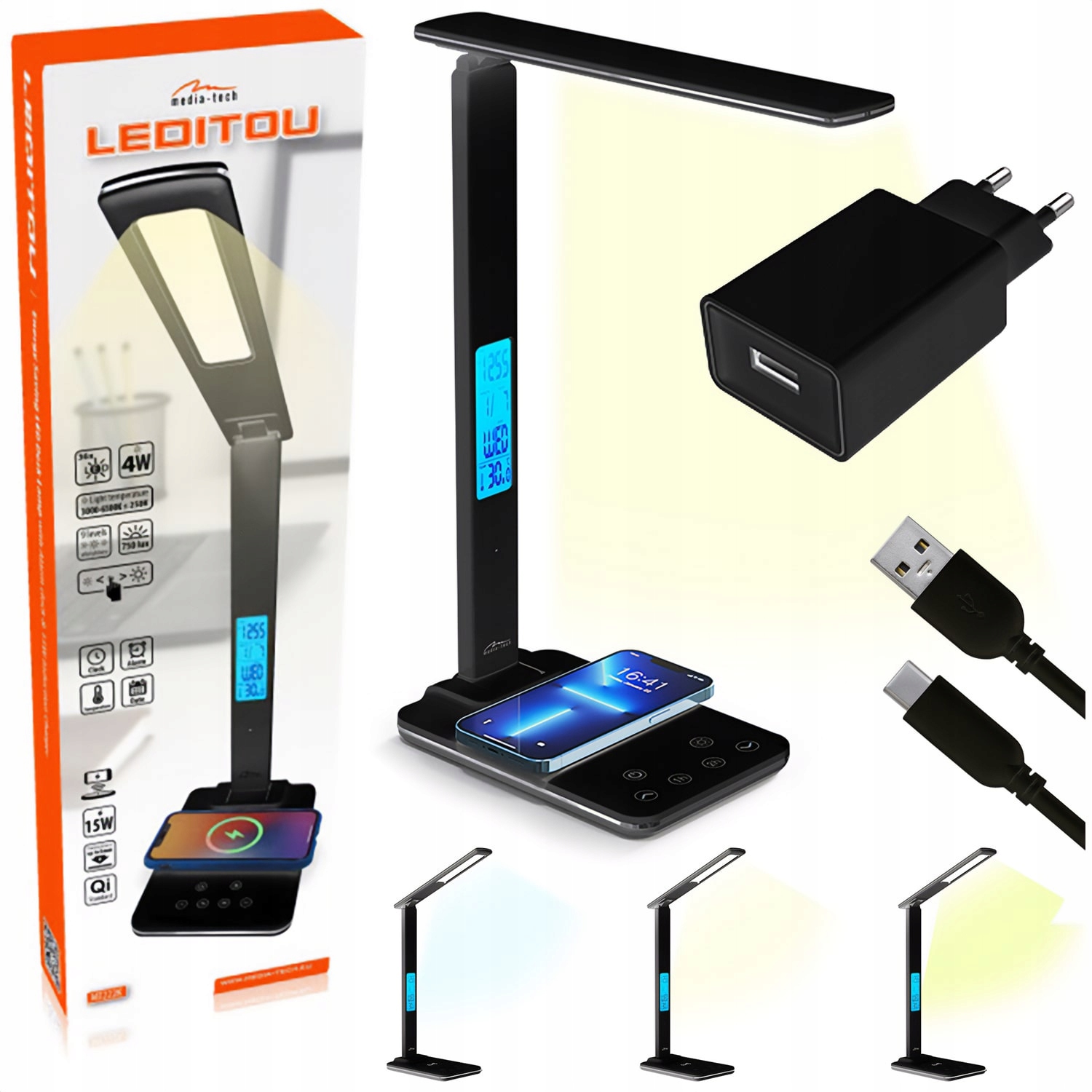 Lampka Biurkowa Led Media-Tech Leditou MT222K Lampa Szkolna Na Biurko Usb