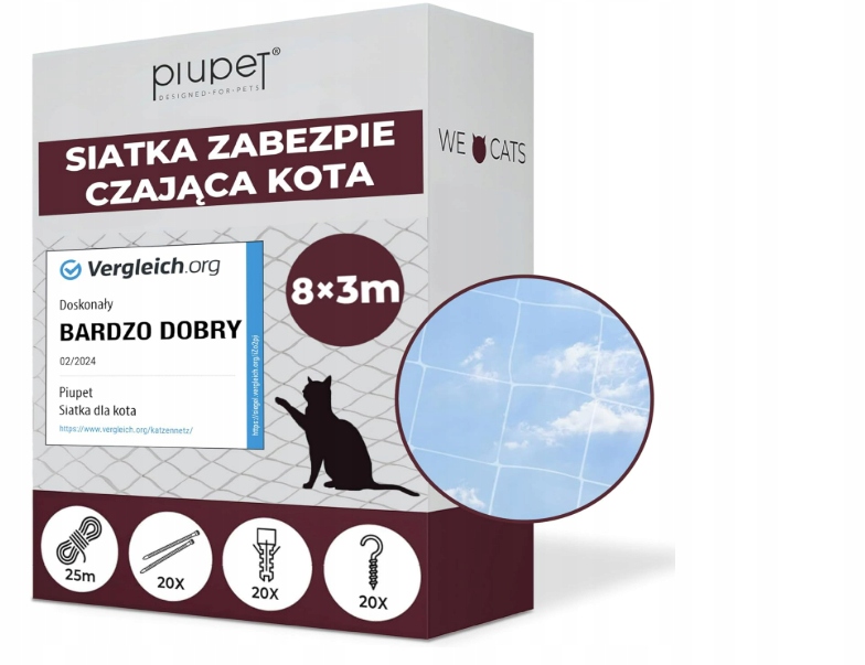 Siatka Zabezpieczająca Dla Kota Na Balkon Piupet 8x3M Nylon Akcesoria