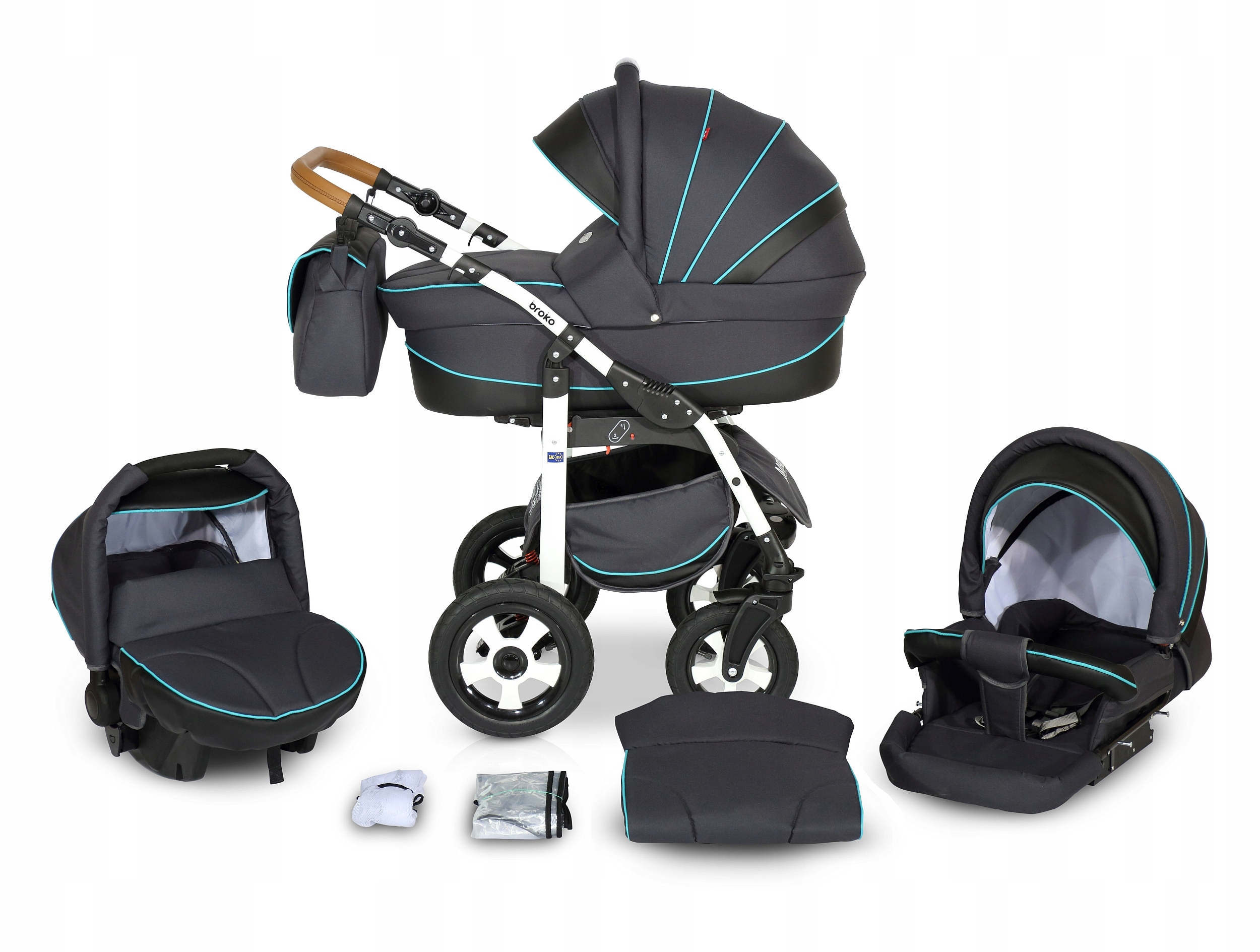 WÓZEK DZIECIĘCY VERDI BROKO 3W1+TORBA + AKCESORIA