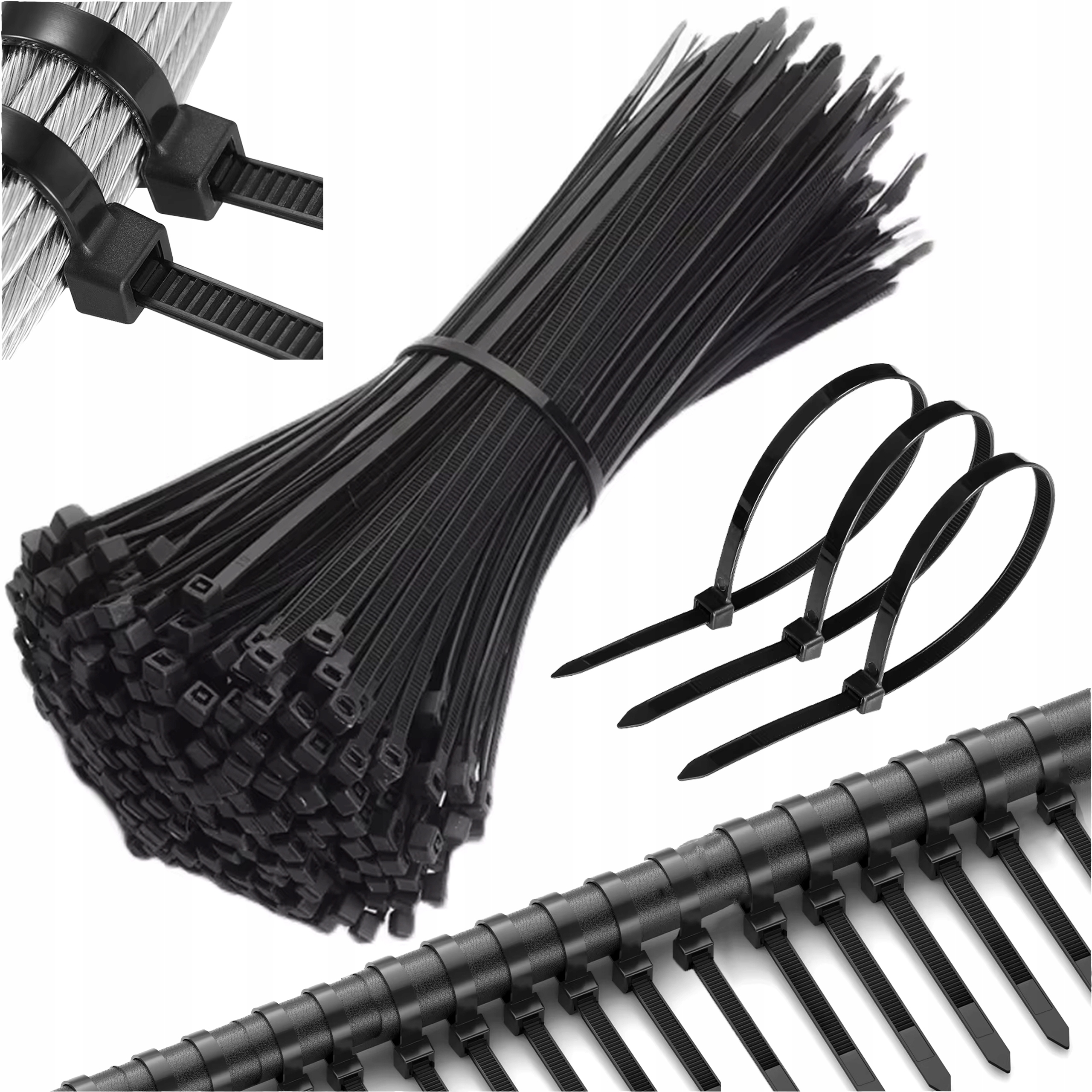 Czarne Trytki Kablowe Opaski Zaciskowe 100x Mocne Odporne Ziperki 2,2x100