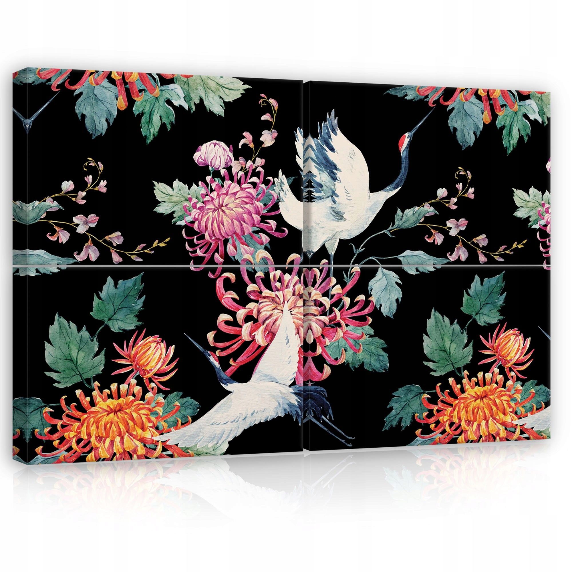 Obraz 120x80 modulárny triptych žeriavy chryzantémy Japonsko Čína ak