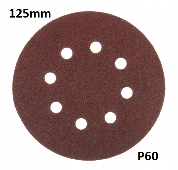 

Papier Ścierny Na Rzep 125mm z 8 otw p60 (50szt.)