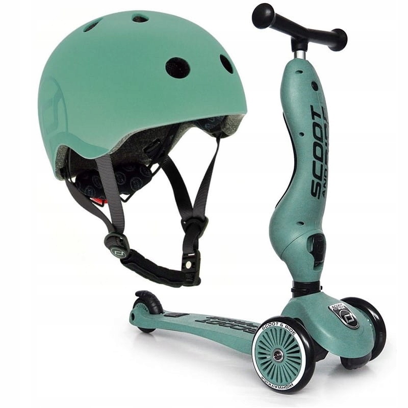 Scoot And Ride Forest ZESTAW HULAJNOGA Jeździk 2w1 + KASK z LED S do M 2-5L