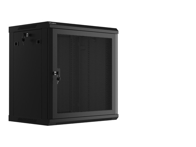 Szafa wisząca 19 cali 12U 600x450 drzwi perforowane (flat pack) czarna