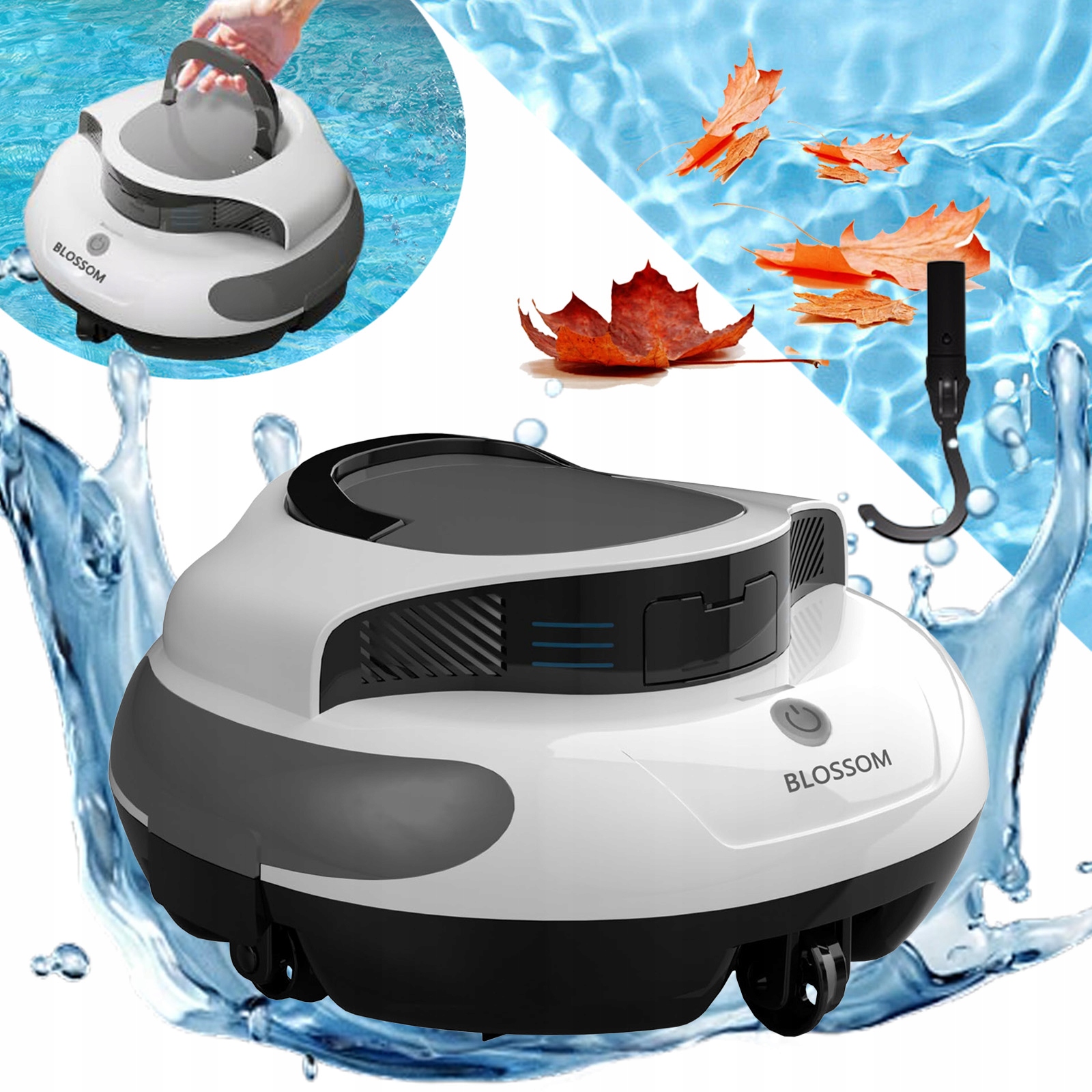 Bezprzewodowy robot do czyszczenia basenu Blossom PC100, automatyczne czyszczenie, 120 minut
