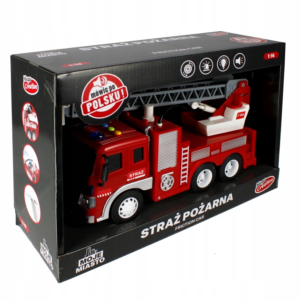Auto Straż Pożarna z wodą Moje Miasto MEGA CREATIVE 522121 Efekty dźwiękowe świetlne