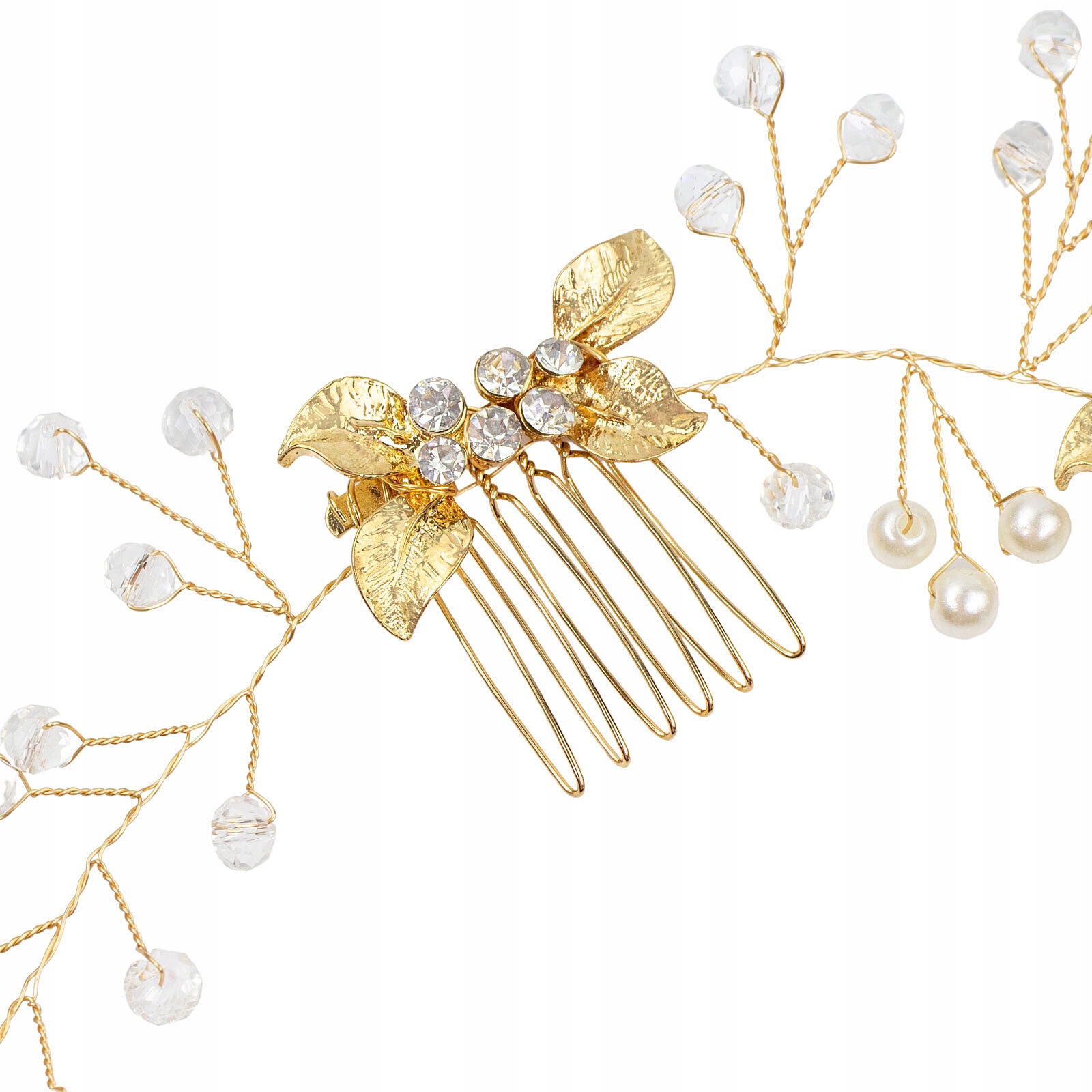 OZDOBA ŚLUBNA damska do włosów grzebyk PEREŁKI cyrkonie ślub Rodzaj grzebyk