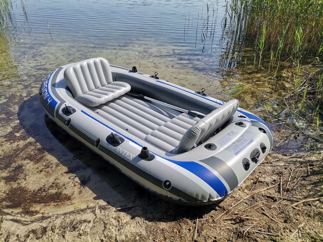 PONTON 4 OSOBOWY WĘDKARSKI INTEX WYGODNY DMUCHANY POMPKA + 2 WIOSŁA GRATIS Uchwyty na wiosła 4