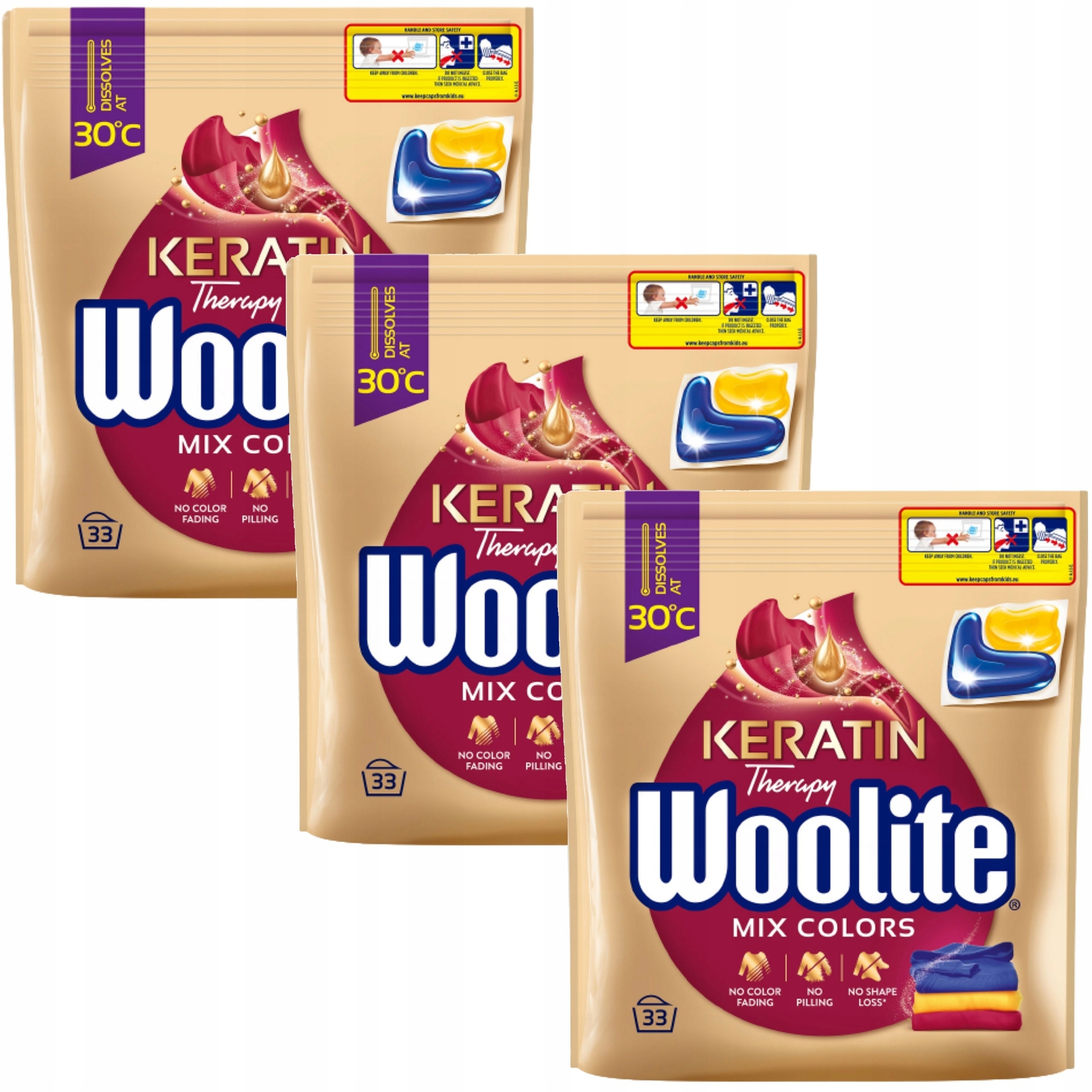 Woolite Zestaw Kapsułki Do Prania Koloru Kolorów Z Keratyną 3X33 =99 Sztuk